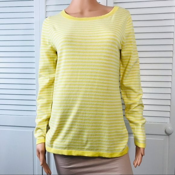 OLD NAVY Yellow White Striped Long Sleeve Shirt Size M