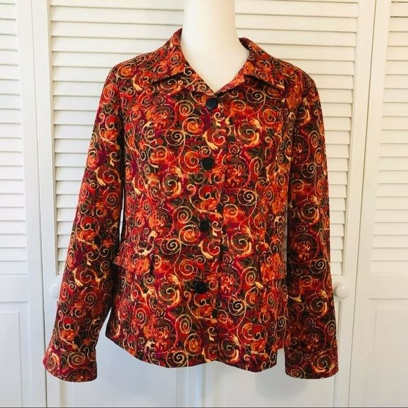 CHRISTOPHER & BANKS Red Orange Stretch Blazer Size L