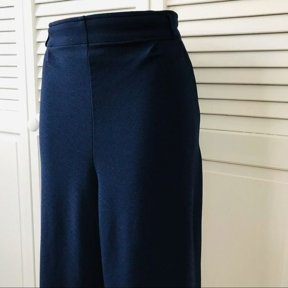 JOHNPAULRICHARD Navy Blue Wide Leg Cropped Pants Size L
