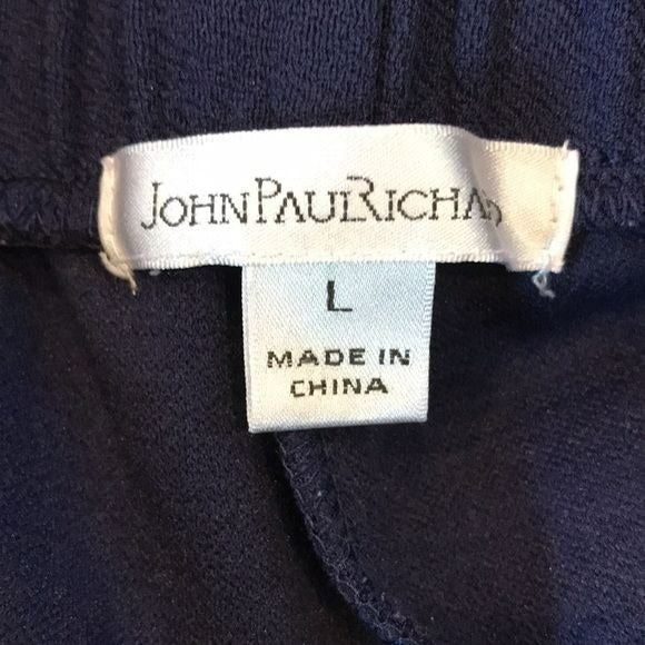 JOHNPAULRICHARD Navy Blue Wide Leg Cropped Pants Size L