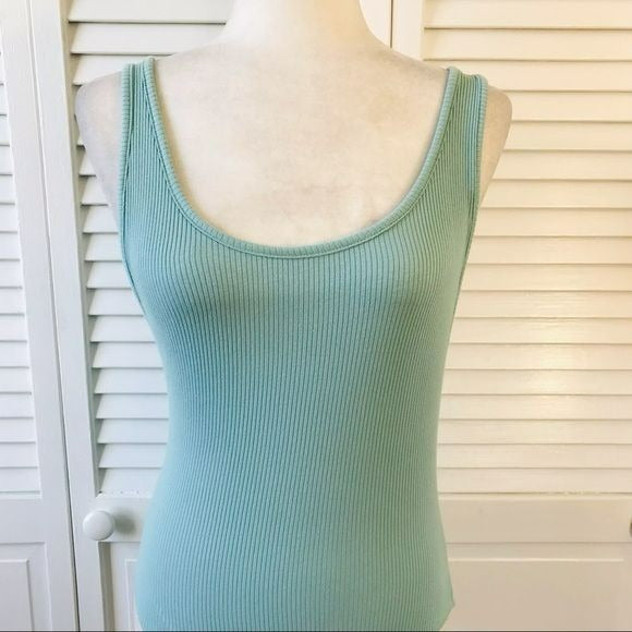 OUT FROM UNDER Turquoise Spaghetti Strap Ribbed Bodysuit