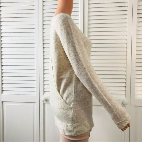 LOFT Cream Acrylic Blend Open Back Sweater Size XS
