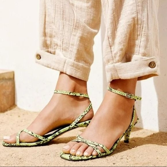 FREE PEOPLE Green Black Salina Strappy Heeled Sandals Size 38