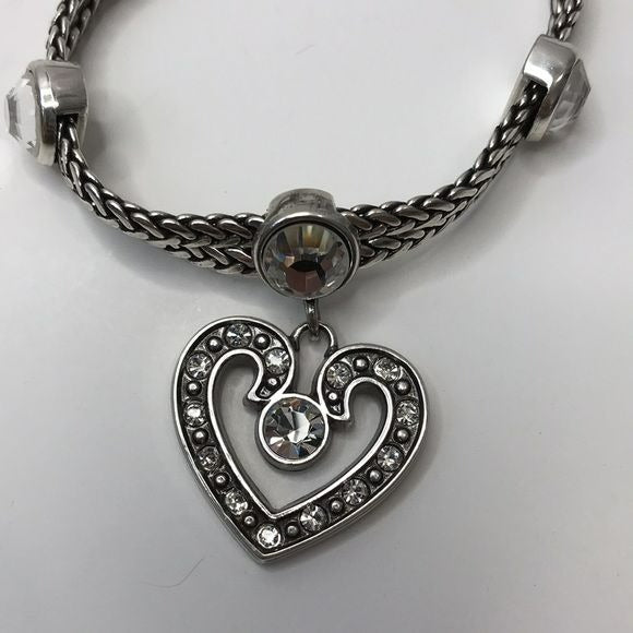 BRIGHTON Silver Heart Charm Bracelet