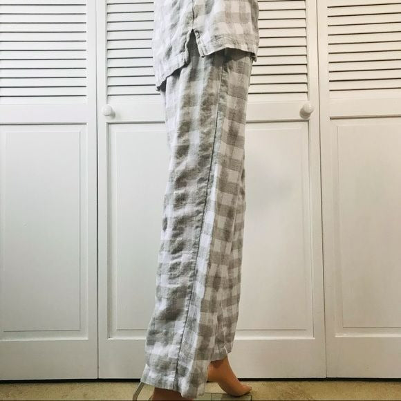 CHARTER CLUB Gray White Plaid Pajama Set Size M