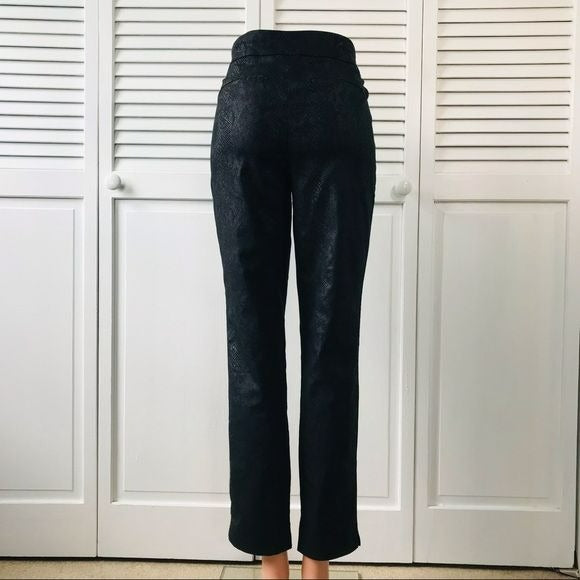 CHICO’S Black Snakeskin Print Elastic Waist Pants Size 6R