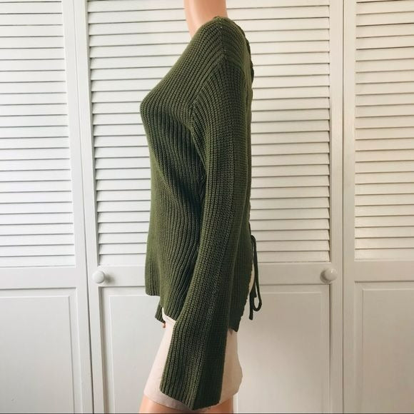 POOF New York Green Open Back Sweater Size M