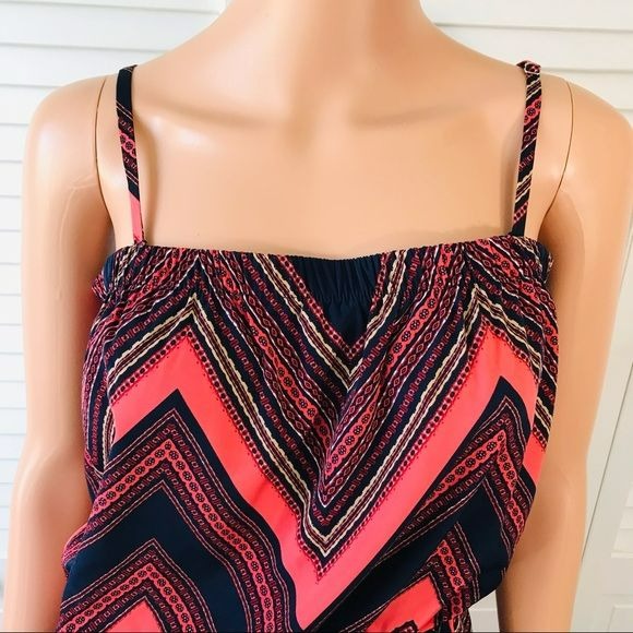 EXPRESS Coral Navy Blue Spaghetti Strap Dress Size L