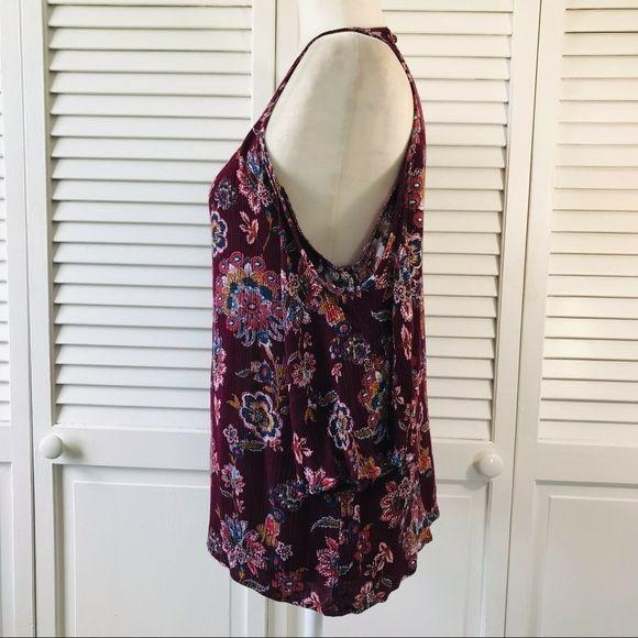 IZ BYER Burgundy Cold Shoulder Blouse