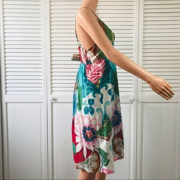 BHAGA BOHO Multicolor Beaded Floral Spaghetti Strap Sundress Size M/L (new with tags)