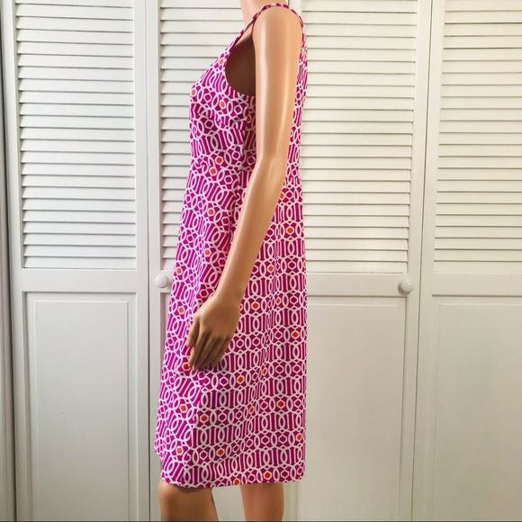 JUDE CONNALLY Pink White Geometric Pattern Sleeveless Dress Size M