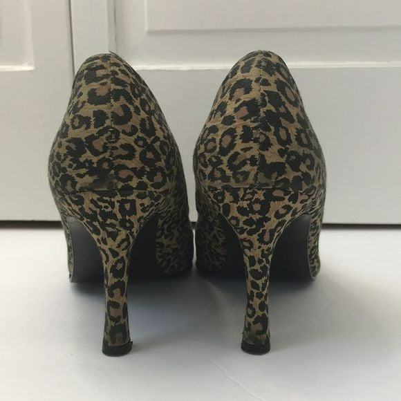 AMANDA SMITH Brown Black Animal Print Pointed Toe Heels Size 7M