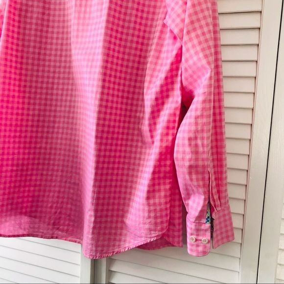 BUGATCHI Pink Classic Fit Cotton Gingham Button Down Shirt Size L