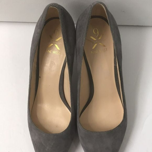 NINE WEST Gray Suede 9 Technology Pointed Toe Heels Size 8.5M