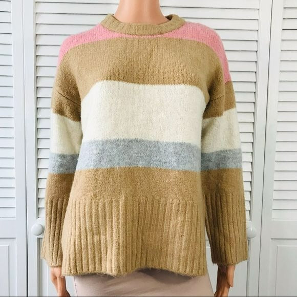 *NEW* TOPSHOP Multicolor Striped Ribbed Crewneck Pullover Sweater Size 0