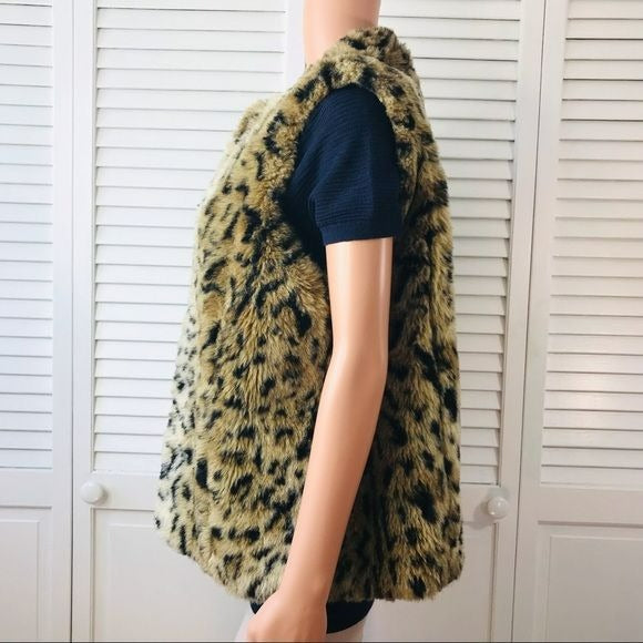 CHICO’S Tan Black Animal Print Vest Size L