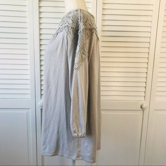 J. JILL Gray Scoop Neck 3/4 Sleeve Shirt