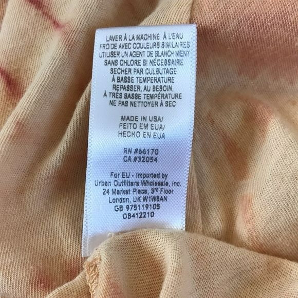 FREE PEOPLE Red Yellow Boho Dip Dye Tie Dye Shirt Size M