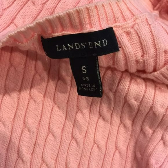 LAND’S END Pink Cotton Knit Sweater Size S