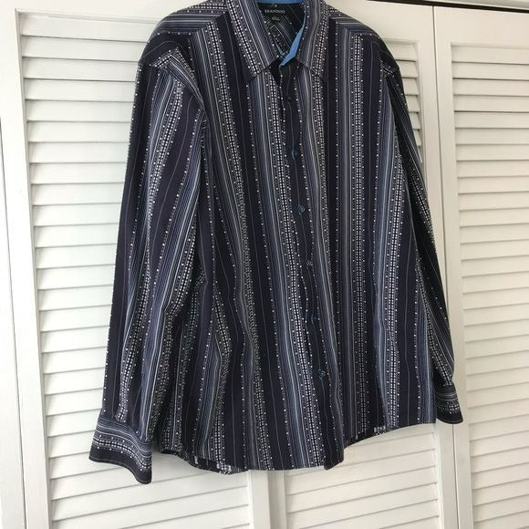 BRANDINI Black White Cotton Printed Button Down Shirt Size L