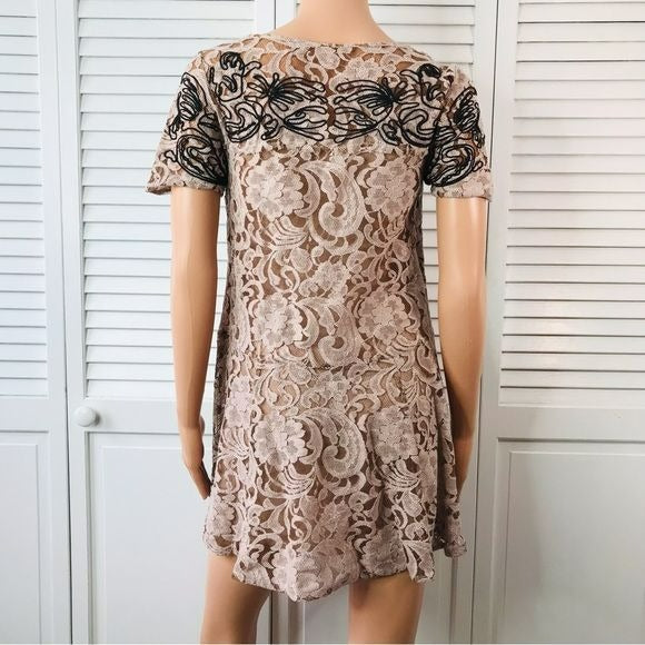 FREE PEOPLE Pink Lace Dreamer Dress Size XS