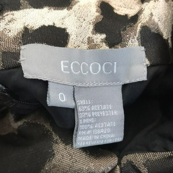 ECCOCI Black Gray Animal Print Dress Size 0