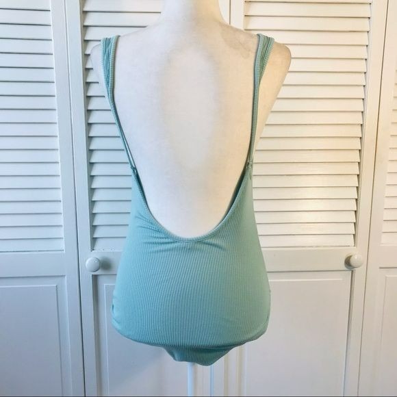 OUT FROM UNDER Turquoise Spaghetti Strap Ribbed Bodysuit