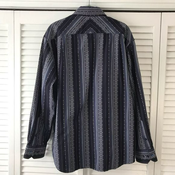 BRANDINI Black White Cotton Printed Button Down Shirt Size L