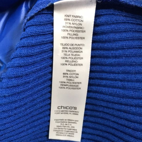 CHICO’S Royal Blue Lightweight Quilted Jacket Size XL