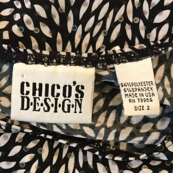 CHICO’S DESIGN Black Sleeveless Sequin Shirt Size L