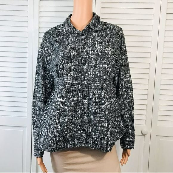 A.N.A. Geometric Pattern Button Down Shirt Size 14