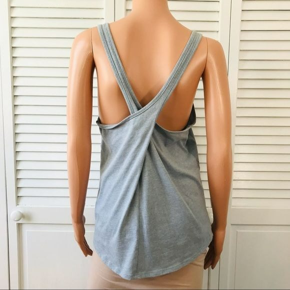 UNDER ARMOUR Gray Criss Cross Back USA Tank Top Size XL