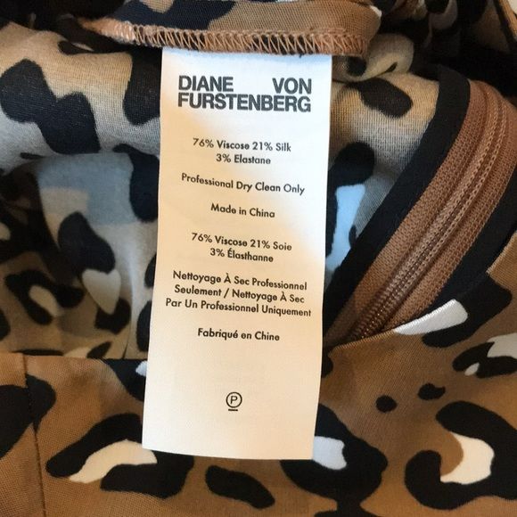 DIANE VON FURSTENBERG Leopard Print Short Sleeved Shift Dress Size 8