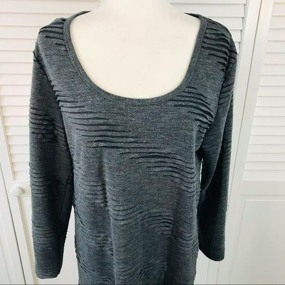 YEST Gray Black Distressed Look Sweater Dress Size 14