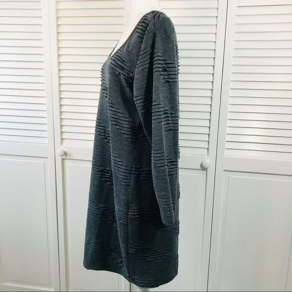 YEST Gray Black Distressed Look Sweater Dress Size 14