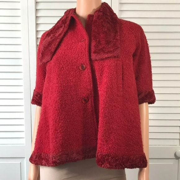 SARAH LOUISE Red Vintage Short Sleeve Jacket Size S
