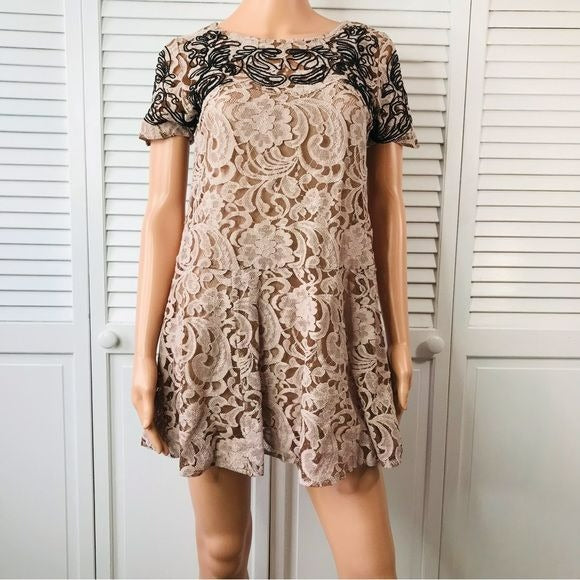 FREE PEOPLE Pink Lace Dreamer Dress Size XS
