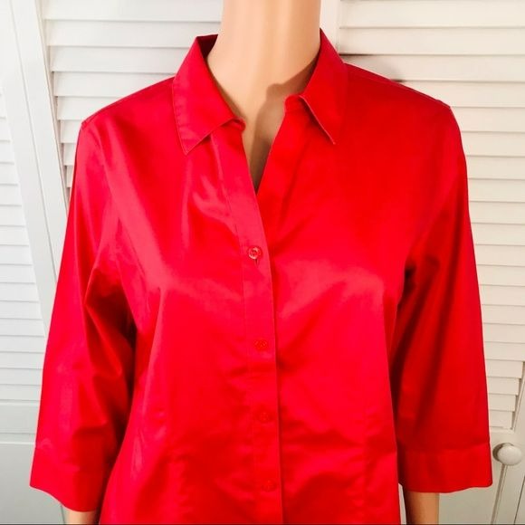 *NEW* CHICO’S Coral 3/4 Sleeve Button Down Lorena Shirt Size M