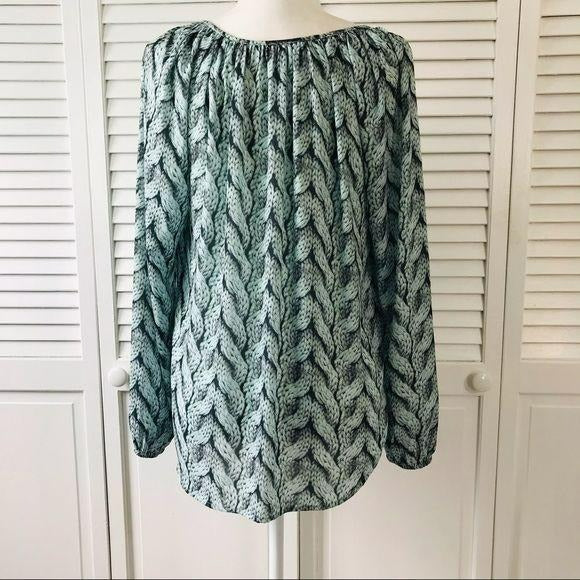KAREN KANE Popover Braid Print Blouse Size S