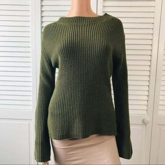 POOF New York Green Open Back Sweater Size M