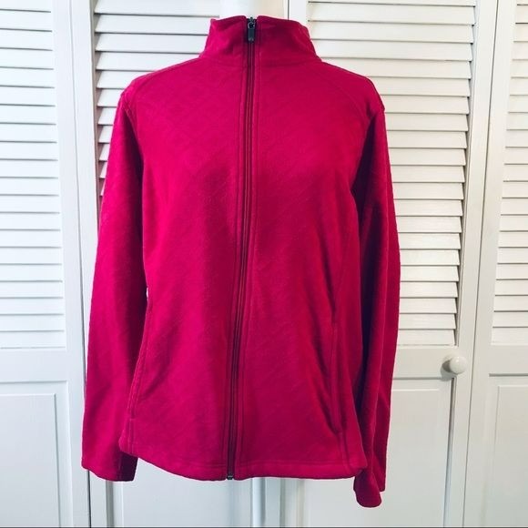 LANDS’ END Pink Zip Up Fleece Jacket Size L