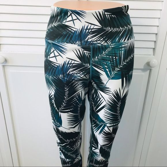 NANETTE LAPORE Green White Leaf Print Leggings Size L