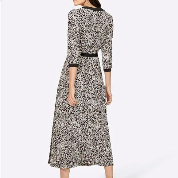 CREATION L Wrap Look Leopard Midi Dress Size 8