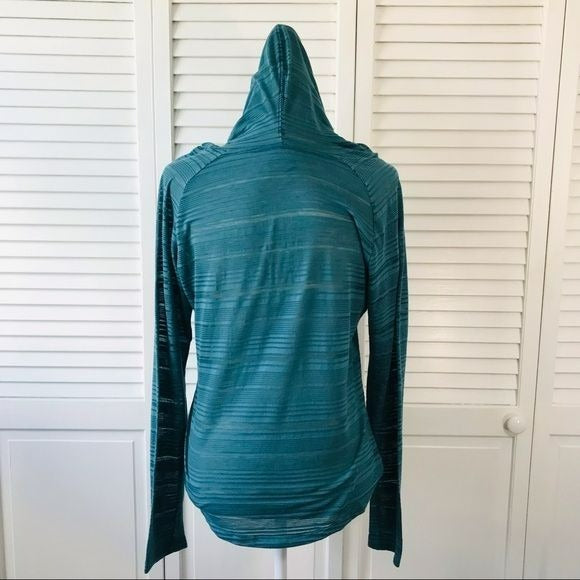COLUMBIA Teal V-Neck Semi Sheer Lightweight Hoodie Size M