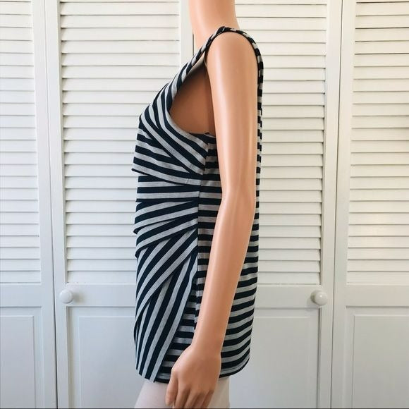 VERVE AMI Black Gray Striped Sleeveless Shirt Size L