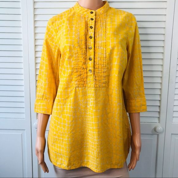 ISAAC MIZRAHI LIVE! Yellow Signature Animal Print Tunic Size M