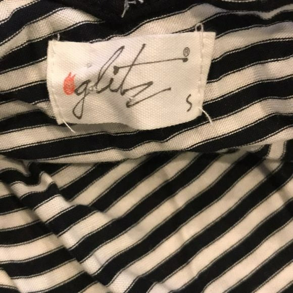 GLITZ Black White Striped Spaghetti Strap Shirt Size S (new with tags)