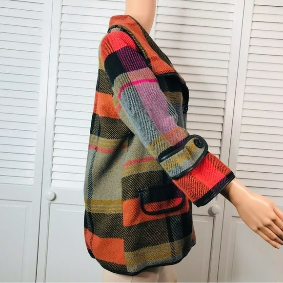 FOR CYNTHIA by Cynthia Rowley Plaid Swing Jacket Size L