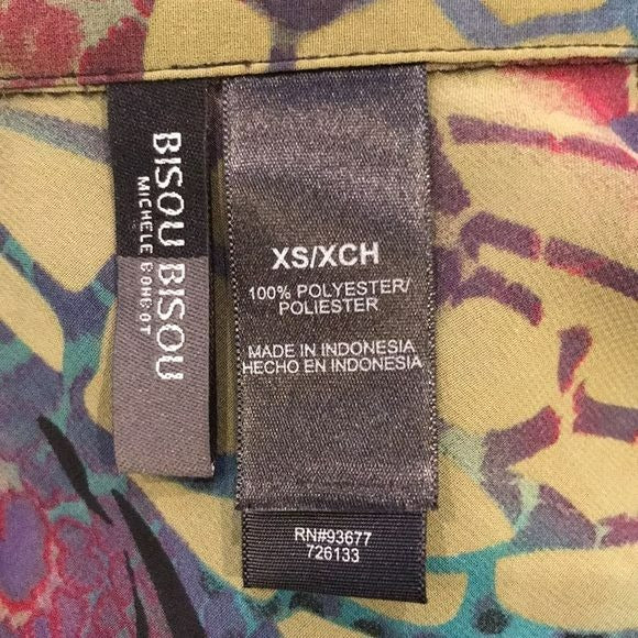 BISOU BISOU Multicolor V-Neck Ruffle Sheer Dress Size XS