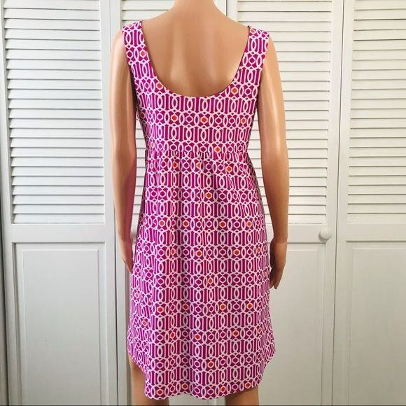 JUDE CONNALLY Pink White Geometric Pattern Sleeveless Dress Size M